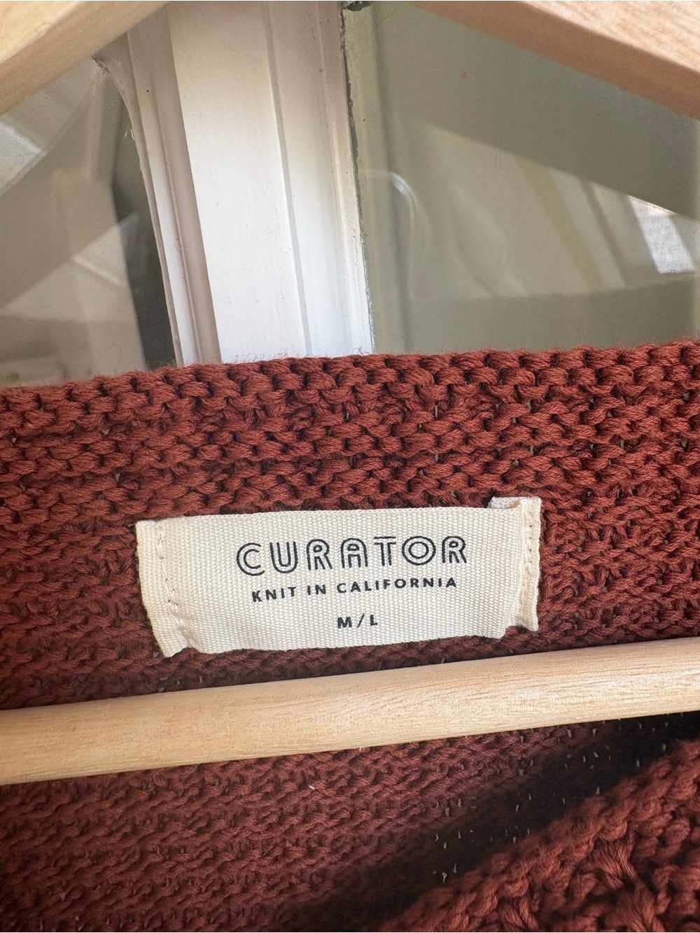 Cozy Waffle-Knit Crewneck Cropped Clove Sweater - Rust (Paprika) - Picture 3 of 3